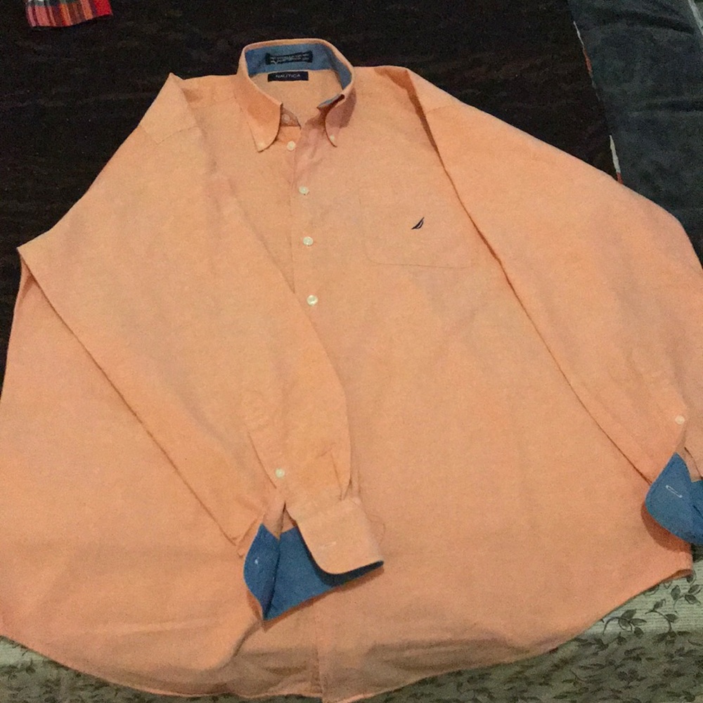 Nautica button up, salmon in color